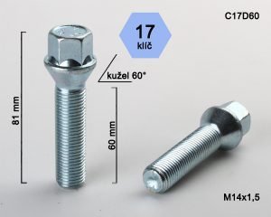 Bolte 14X1,5 60 H17 med C17D60 (150)