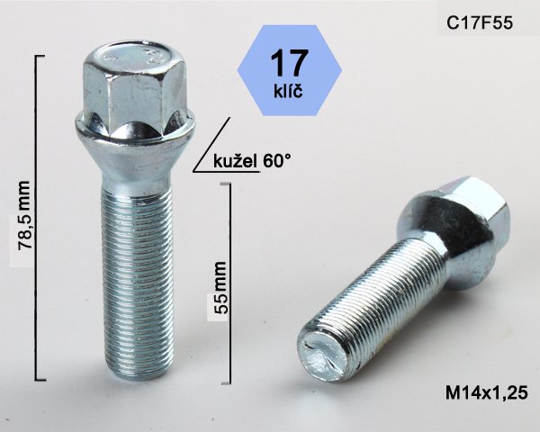 Bolte 14X1,25 H17 55 C17F55 (150)