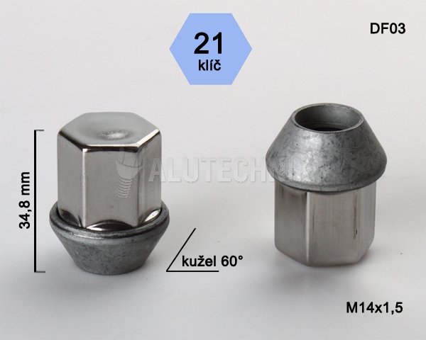 Møtrik 14X1,5 34,8 H21 DF03 lukket Ford (200)