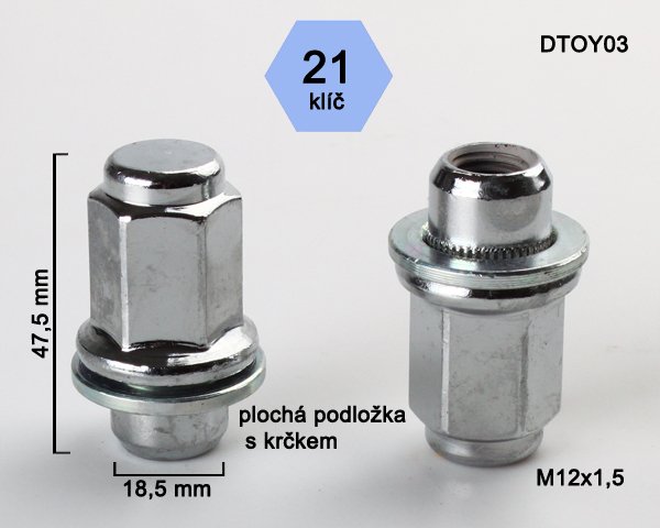 Møtrik 14x1,5 47,5 CH21 kon krom DTOY03D(150)