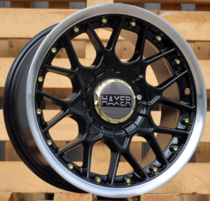 HAXER R15x8 8X100/114 ET 30 73.1 L1879 (HX025) Black+Polished Lip (BLPL) For HAXER
