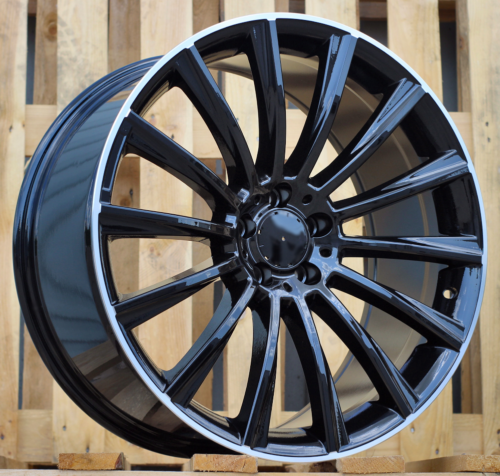 RACINGLINE R19x9 5X112 ET 45 66.6 B1048 (IND0236/1241) Black+Polished Lip (BLPL) For MER (P1+K7+P2) (Rear+Front)