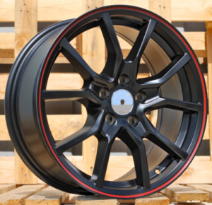 RACINGLINE R17x7 4X100 ET 38 60.1 B5253 Black Half Matt+Red Lip (BLHMRL) For RACIN (K2)