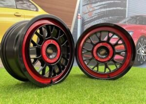 BBS F Line style 15X7 5X100/5X114.3 ET30 73.1 Gloss black with red lip