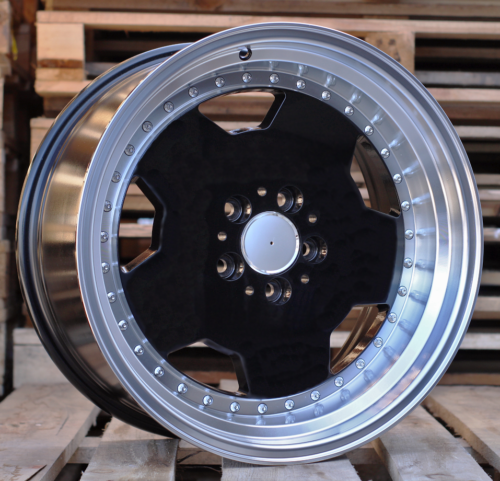 RACINGLINE R18x9 5X112 ET 30 66.6 B5852 Black+Polished Lip (BLPL) For MER (Z4) (MONOBLOCK Style Rear+Front)