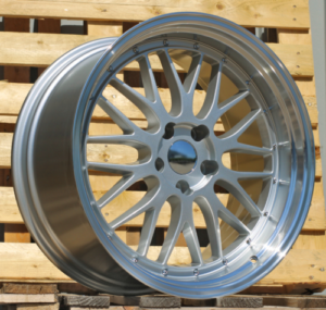 RACINGLINE R19x8.5 5X120 ET 20 74.1 BK848 Silver+Polished Lip (SP) For  (K4) (BBS Style Rear+Front)