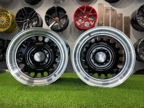 VW Classic Steel Design15X8J 4X100/5X100 ET25 73.1 Black with Diamond Cut lip ( BMW E30, VW Golf/Jetta, AUDI 80/Coupe/A3, Mazda MX )