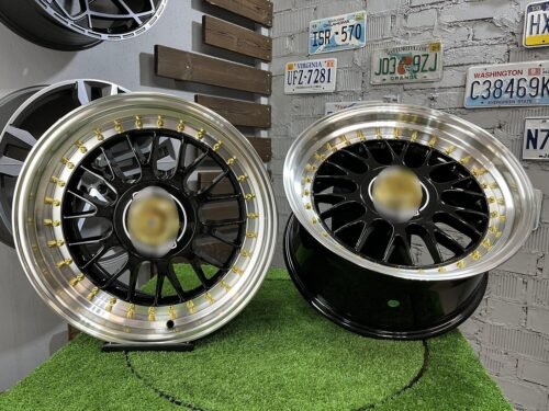 Laredo BBS LM style 17X8.5J 5X112/5X120 ET20 73.1 Black with Diamond cut lip and golden rivets ( Audi A4/A6, VW Golf/Jetta, Mercedes E/S/SL/CL, BMW 3-5-6-8 E46/E90/E39/E60 )