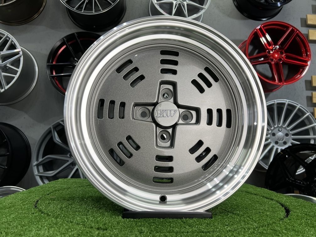 JDM AME A3C Style 15X8J 4X100 ET25 73.1 Grey with polished lip 2