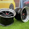 Watanabe Rota style 15X10.5J 4X100/4X114.3 ET -15 73.1 Black with Diamond cut lip ( Mazda MX RX, VW, BMW E30, Honda, JDM cars )
