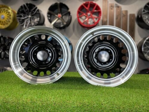 VW Classic Steel Design15X8J 4X100/5X100 ET25 73.1 Black with Diamond Cut lip ( BMW E30, VW Golf/Jetta, AUDI 80/Coupe/A3, Mazda MX )