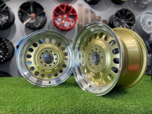 VW Classic Steel Design15X8J 4X100/5X100 ET25 73.1 Gold with Diamond Cut lip ( BMW E30, VW Golf/Jetta, AUDI 80/Coupe/A3, Mazda MX )