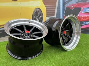 Watanabe Rota style 15X9J 4X100/4X114.3 ET0 73.1 Black with Diamond cut lip ( Mazda MX RX, VW, BMW E30, Honda, JDM cars )