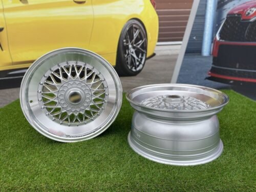 BBS RS Slant Lip Style 17X7.5J 4X100/4X108 ET35 73.1 Silver with Diamond Cut lip and chrome rivets (BMW E30, VW Golf/Jetta, AUDI 80/90/200/Coupe, Ford Escort)