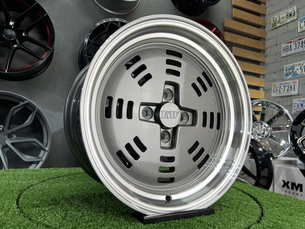 JDM AME A3C Style 15X8J 4X100 ET25 73.1 Grey with polished lip 3