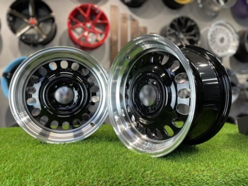 VW Classic Steel Design15X8J 4X100/5X100 ET25 73.1 Black with Diamond Cut lip ( BMW E30, VW Golf/Jetta, AUDI 80/Coupe/A3, Mazda MX )