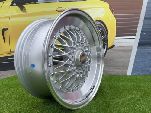 BBS RS Slant Lip Style 16X7.5J 4X100/4X108 ET18 73.1 Silver with polished lip and chrome rivets (BMW E30, VW Golf/Jetta, AUDI 80/90/200/Coupe, Ford Escort)