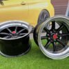 Watanabe Rota style 15X9J 4X100/4X114.3 ET0 73.1 Black with Diamond cut lip ( Mazda MX RX, VW, BMW E30, Honda, JDM cars )