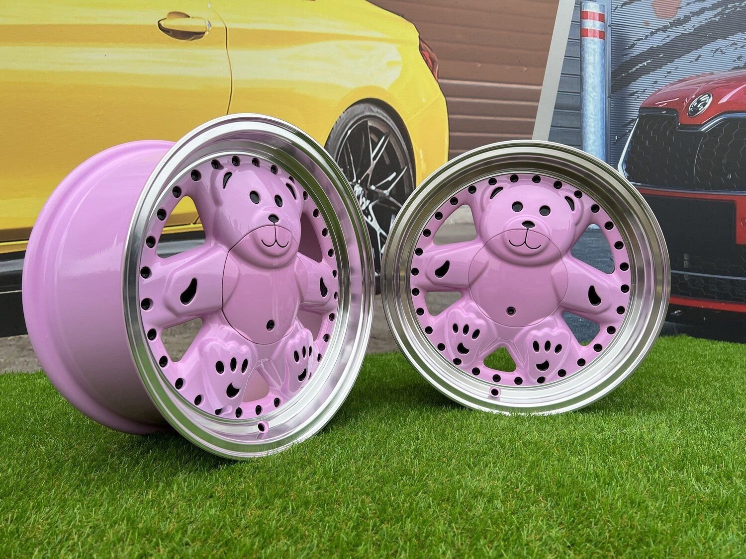 Ronal Teddy Bear style for VW Golf Jetta 15X7J 4X100 ET30 73.1 Pink with Diamond cut lip ( VW Golf/Jetta, BMW E30, JDM cars) 3