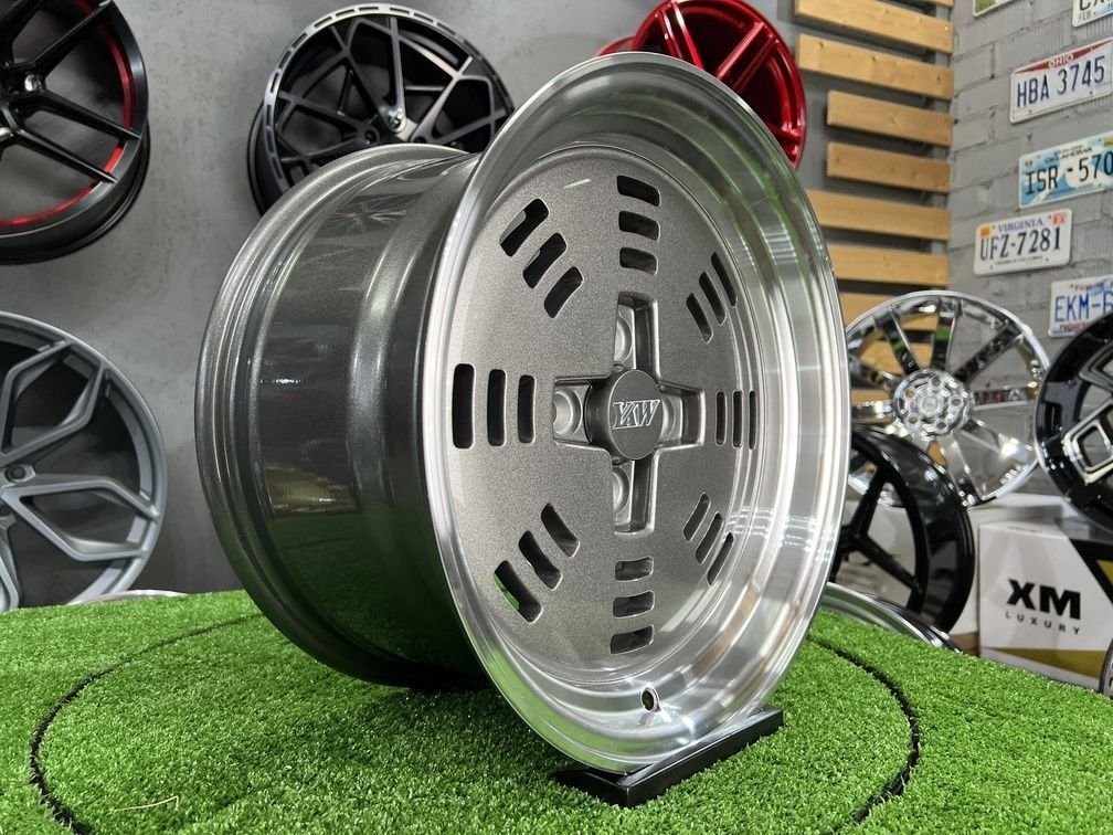 JDM AME A3C Style 15X8J 4X100 ET25 73.1 Grey with polished lip 4