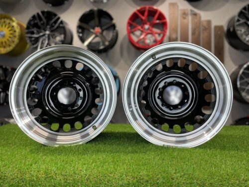 VW Classic Steel Design15X8J 4X100/5X100 ET25 73.1 Black with Diamond Cut lip ( BMW E30, VW Golf/Jetta, AUDI 80/Coupe/A3, Mazda MX )