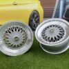BBS RS Slant Lip Style 17X8.5J 4X100/4X108 ET35 73.1 Silver with Diamond Cut lip and chrome rivets (BMW E30, VW Golf/Jetta, AUDI 80/90/200/Coupe, Ford Escort)