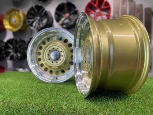 VW Classic Steel Design15X8J 4X100/5X100 ET25 73.1 Gold with Diamond Cut lip ( BMW E30, VW Golf/Jetta, AUDI 80/Coupe/A3, Mazda MX )
