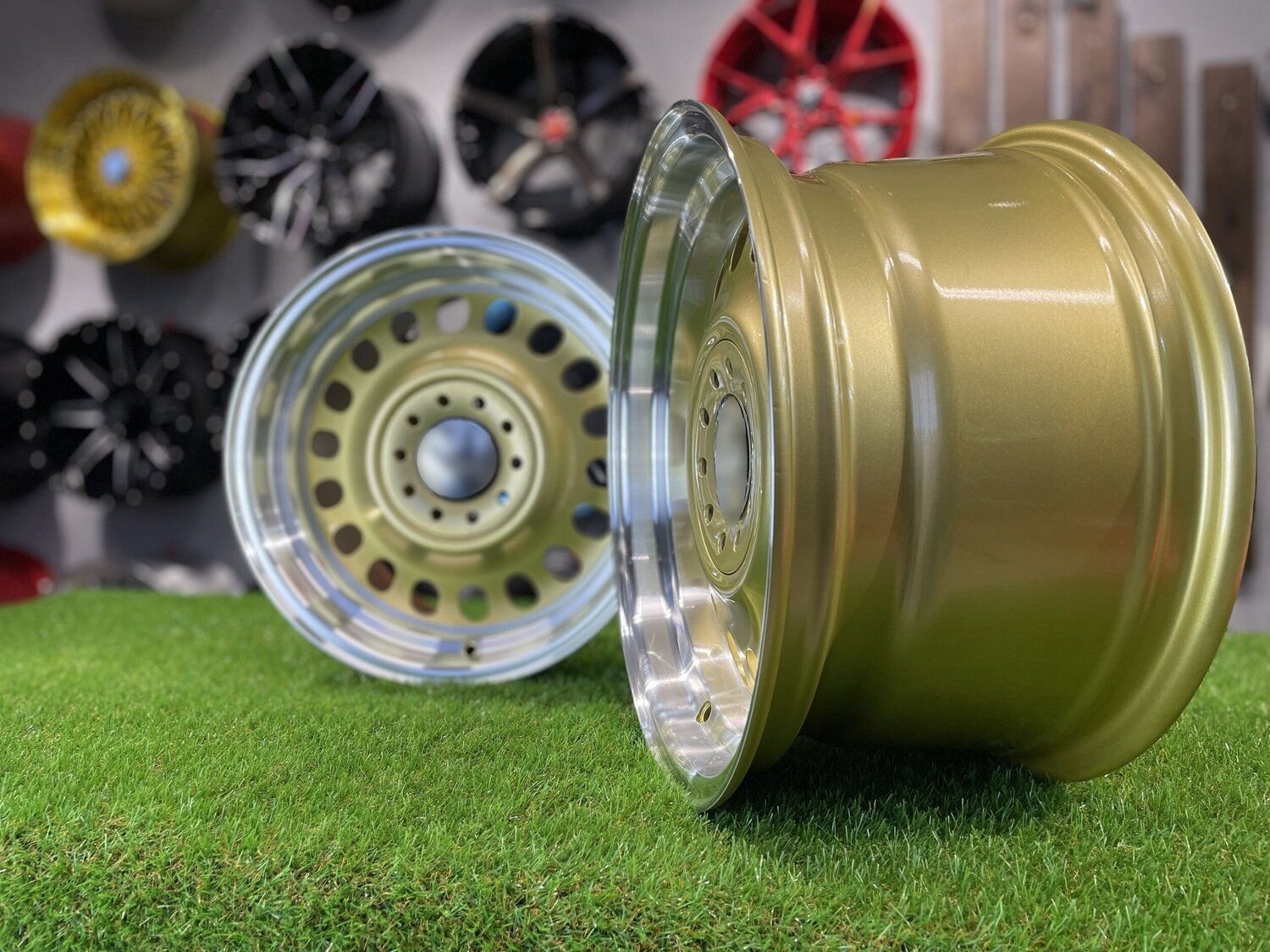 VW Classic Steel Design15X8J 4X100/5X100 ET25 73.1 Gold with Diamond Cut lip ( BMW E30, VW Golf/Jetta, AUDI 80/Coupe/A3, Mazda MX ) 4