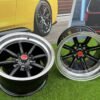 Watanabe Rota style 15X9J 4X100/4X114.3 ET0 73.1 Black with Diamond cut lip ( Mazda MX RX, VW, BMW E30, Honda, JDM cars )