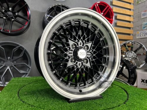 Soler SSR Mesh Formula Style 15X8.25J 4X100 ET20 73.1 Black with polished lip