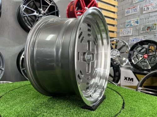 JDM AME A3C Style 15X8J 4X100 ET25 73.1 Grey with polished lip
