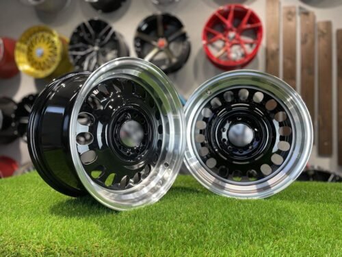 VW Classic Steel Design15X8J 4X100/5X100 ET25 73.1 Black with Diamond Cut lip ( BMW E30, VW Golf/Jetta, AUDI 80/Coupe/A3, Mazda MX )