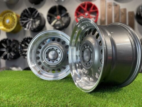 VW Classic Steel Design15X8J 4X100/5X100 ET25 73.1 Grey with Diamond Cut lip ( BMW E30, VW Golf/Jetta, AUDI 80/Coupe/A3, Mazda MX )