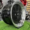 JDM AME A3C Style 15X8J 4X100 ET25 73.1 Black with polished lip