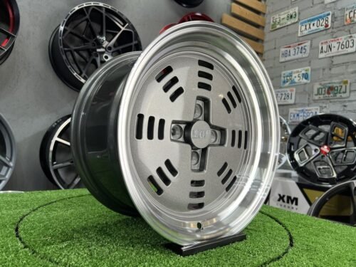 JDM AME A3C Style 15X8J 4X100 ET25 73.1 Grey with polished lip