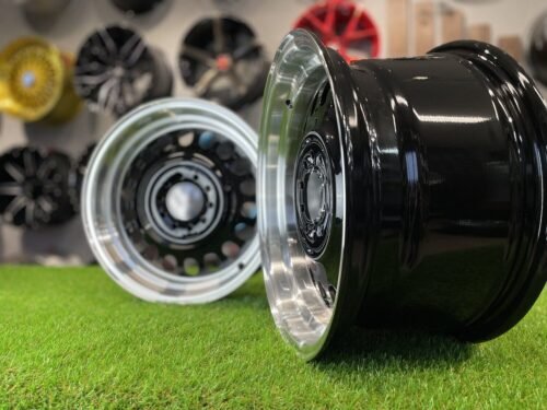 VW Classic Steel Design15X8J 4X100/5X100 ET25 73.1 Black with Diamond Cut lip ( BMW E30, VW Golf/Jetta, AUDI 80/Coupe/A3, Mazda MX )