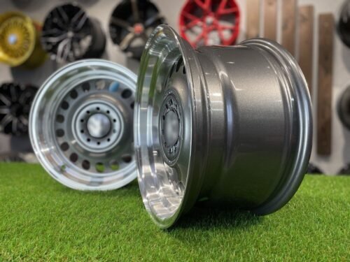VW Classic Steel Design15X8J 4X100/5X100 ET25 73.1 Grey with Diamond Cut lip ( BMW E30, VW Golf/Jetta, AUDI 80/Coupe/A3, Mazda MX )