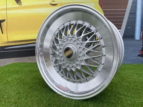 BBS RS Slant Lip Style 16X7.5J 4X100/4X108 ET18 73.1 Silver with polished lip and chrome rivets (BMW E30, VW Golf/Jetta, AUDI 80/90/200/Coupe, Ford Escort)