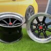 Watanabe Rota style 15X9J 4X100/4X114.3 ET0 73.1 Black with Diamond cut lip ( Mazda MX RX, VW, BMW E30, Honda, JDM cars )
