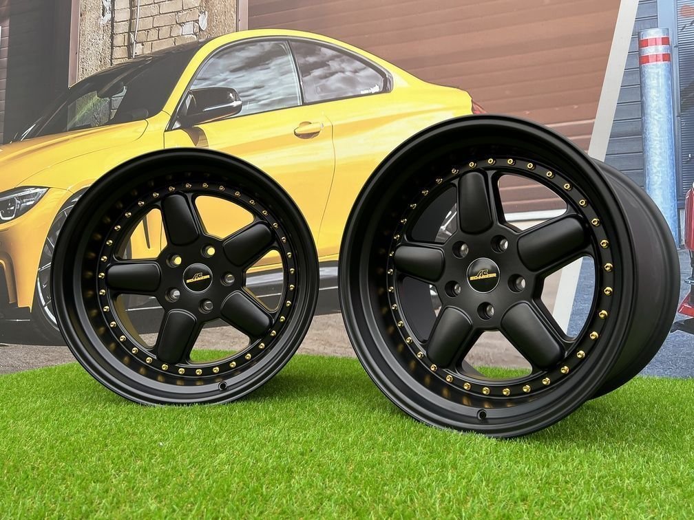 BMW AC Schnitzer Style 18X9.5 5X120 ET20 74.1 Semi Matt Black with Golden Rivets 6