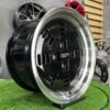 JDM AME A3C Style 15X8J 4X100 ET25 73.1 Black with polished lip