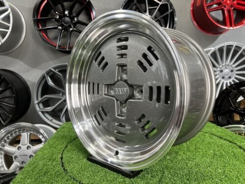 JDM AME A3C Style 15X8J 4X100 ET25 73.1 Grey with polished lip