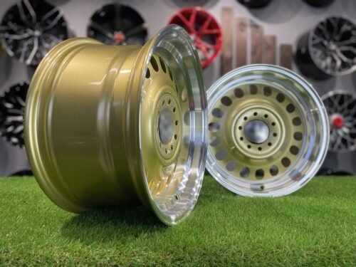 VW Classic Steel Design15X8J 4X100/5X100 ET25 73.1 Gold with Diamond Cut lip ( BMW E30, VW Golf/Jetta, AUDI 80/Coupe/A3, Mazda MX )