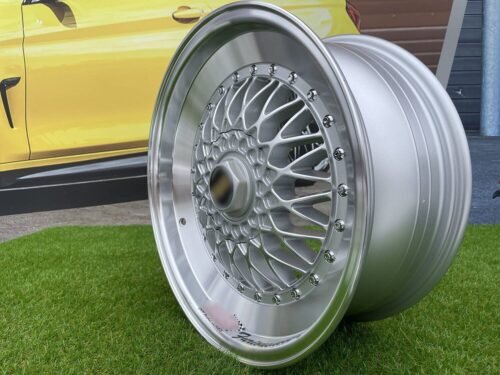 BBS RS Slant Lip Style 16X7.5J 4X100/4X108 ET18 73.1 Silver with polished lip and chrome rivets (BMW E30, VW Golf/Jetta, AUDI 80/90/200/Coupe, Ford Escort)