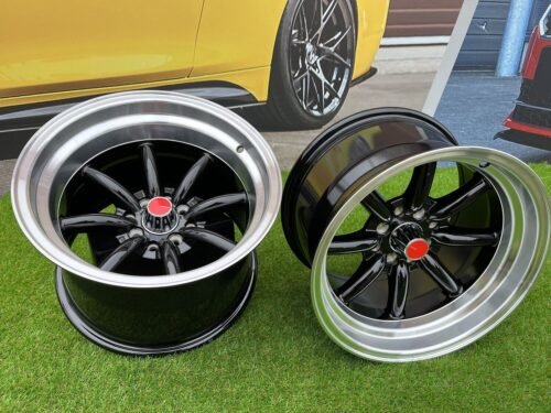 Watanabe Rota style 15X9J 4X100/4X114.3 ET0 73.1 Black with Diamond cut lip ( Mazda MX RX, VW, BMW E30, Honda, JDM cars )