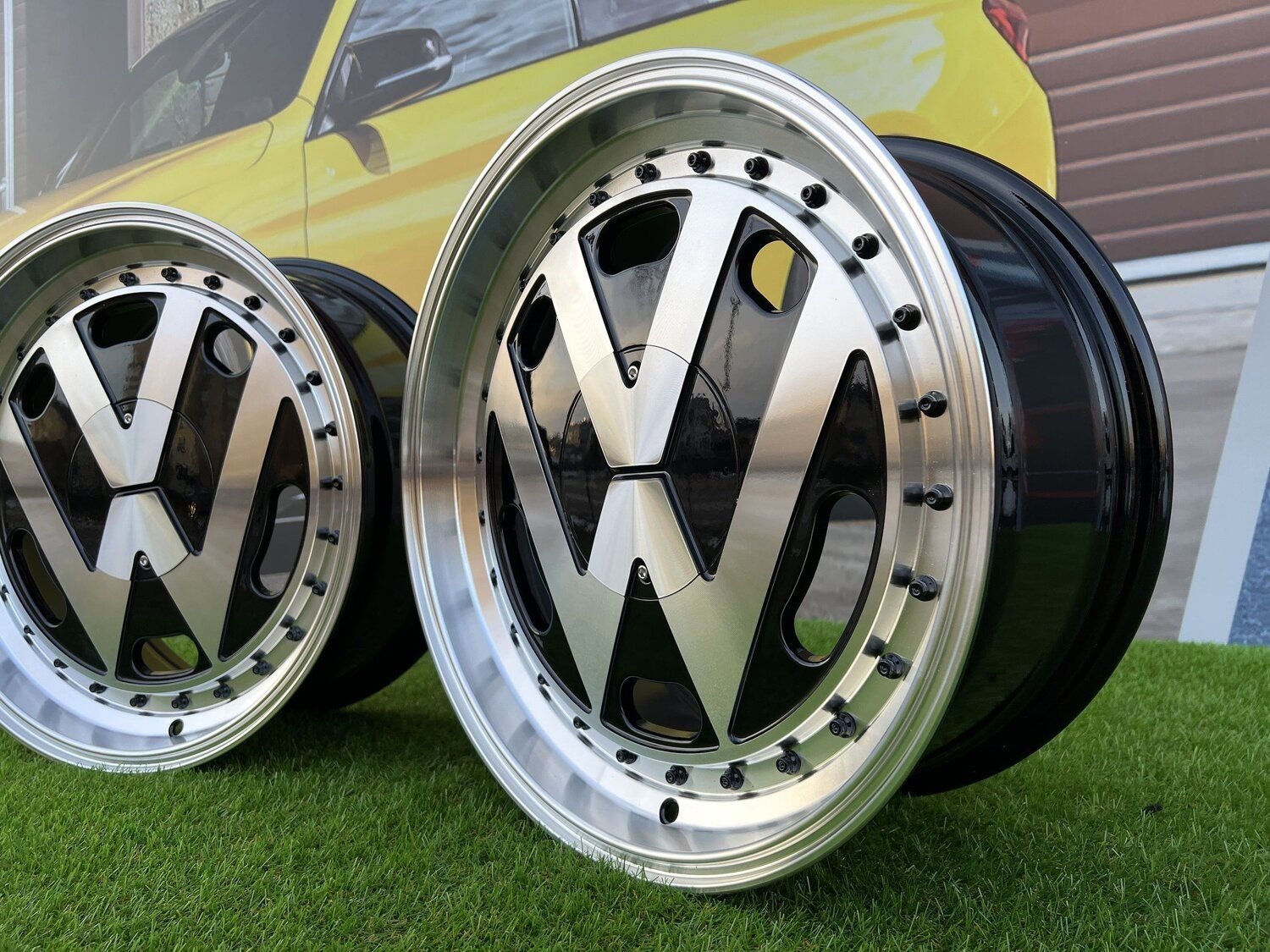VW Classic style 15X6.5J 4X100/5X100 ET30 57.1 Black with Diamond Cut face and lip ( BMW E30, VW Golf/Jetta, AUDI 80/Coupe/A3, Mazda MX ) 4