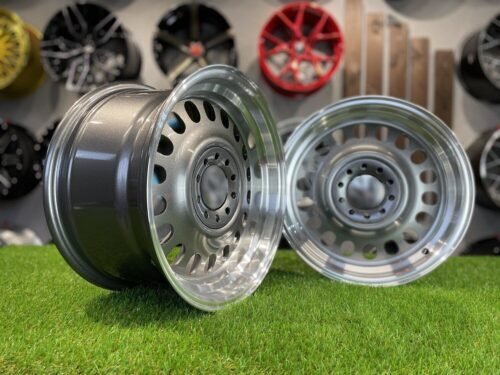 VW Classic Steel Design15X8J 4X100/5X100 ET25 73.1 Grey with Diamond Cut lip ( BMW E30, VW Golf/Jetta, AUDI 80/Coupe/A3, Mazda MX )