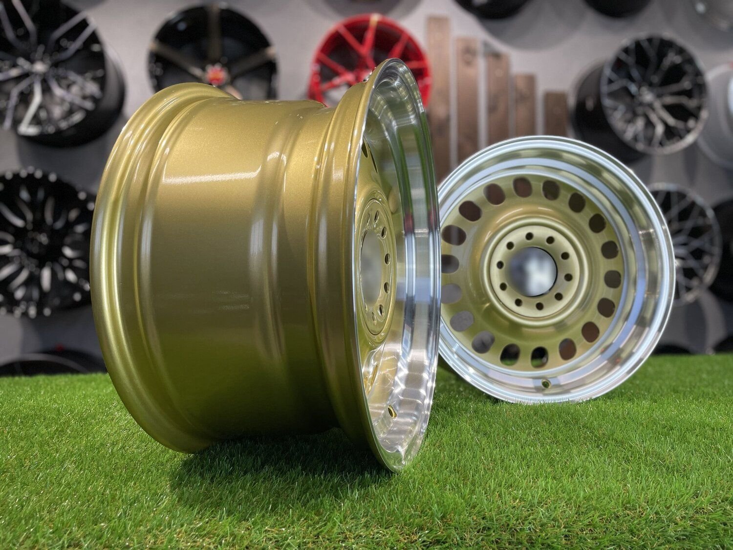 VW Classic Steel Design15X8J 4X100/5X100 ET25 73.1 Gold with Diamond Cut lip ( BMW E30, VW Golf/Jetta, AUDI 80/Coupe/A3, Mazda MX ) 8
