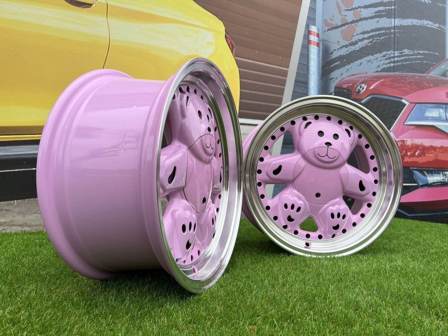 Ronal Teddy Bear style for VW Golf Jetta 15X7J 4X100 ET30 73.1 Pink with Diamond cut lip ( VW Golf/Jetta, BMW E30, JDM cars) 8