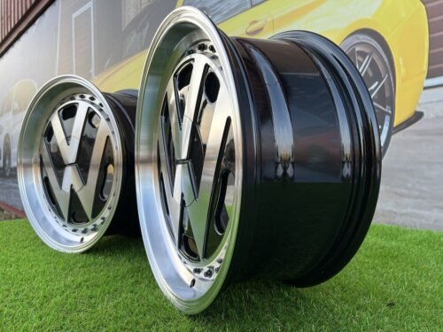 VW Classic style 15X6.5J 4X100/5X100 ET30 57.1 Black with Diamond Cut face and lip ( BMW E30, VW Golf/Jetta, AUDI 80/Coupe/A3, Mazda MX )